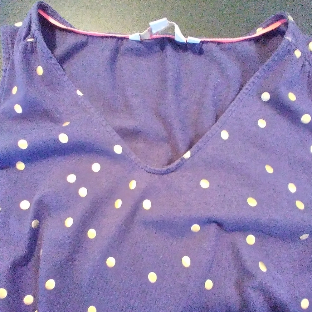 Boden Navy Polka Dot Sleeveless Fit & Flare Dress Size 12R Stretchy Flowy Casual - Picture 10 of 11